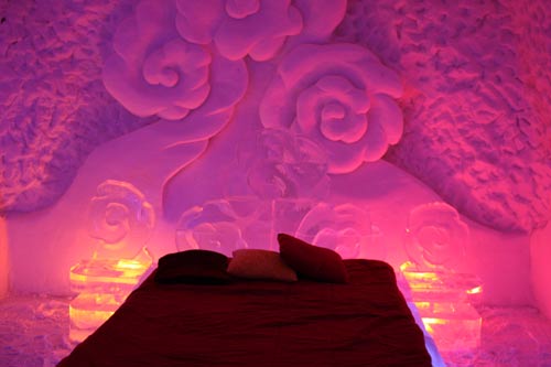 Rose Room At Hotel De Glace in Quebec.